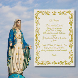 Ave María Elegant Off-White und Gold Botanik Po Poster