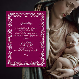 Ave Maria Gebet Elegant Burgund Ivory Botanik Poster