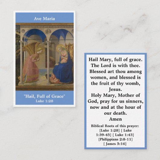 Ave Maria Hail Mary Gebetskarte Visitenkarte (Vorne/Hinten)