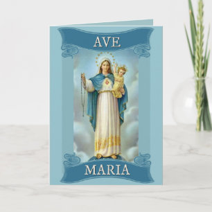 AVE MARIA JUNGFRAU MARIA CHRISTUSKIND Rosenkranz Karte