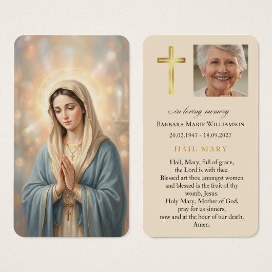 Ave Maria Religiöse Trauerkarte (Vorne & Hinten)