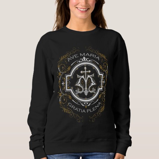 Ave Maria Schubert Latin Mass Gesegnete Mutter Mar Sweatshirt (Vorderseite)