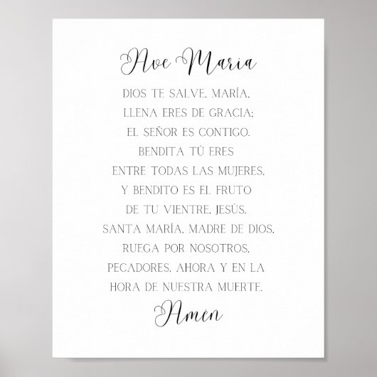 Ave Maria Spanish Gebet Poster (Vorne)