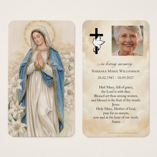 Ave Maria Trauergebetskarte (Vorne & Hinten)