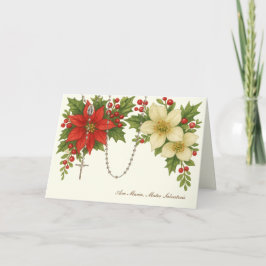 Ave Maria Weihnachtssegen mit Rosenkranz Blumen Feiertagskarte