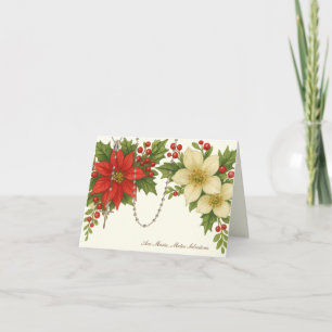 Ave Maria Weihnachtssegen mit Rosenkranz Blumen Feiertagskarte