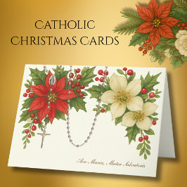 Ave Maria Weihnachtssegen mit Rosenkranz Blumen Feiertagskarte