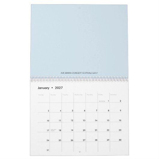 Ave Maria zwei paginieren, Medium, weißer Kalender (Jan 2027)