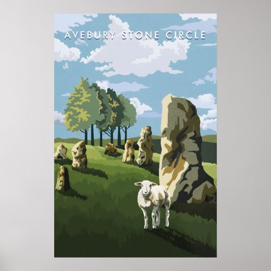 Avebury Stone Circle Wiltshire Travel Poster (Vorne)