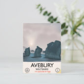 Avebury, Wiltshire Stone Circle Vintage Reise. Postkarte (Stehend Vorderseite)