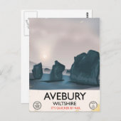 Avebury, Wiltshire Stone Circle Vintage Reise. Postkarte (Vorne/Hinten)