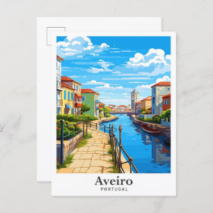 Aveiro Portugal Art Vintage Reise Illustration Postkarte