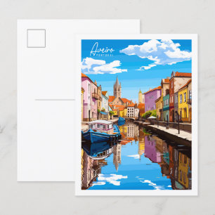 Aveiro Portugal Vintage-Reiseillustration Postkarte