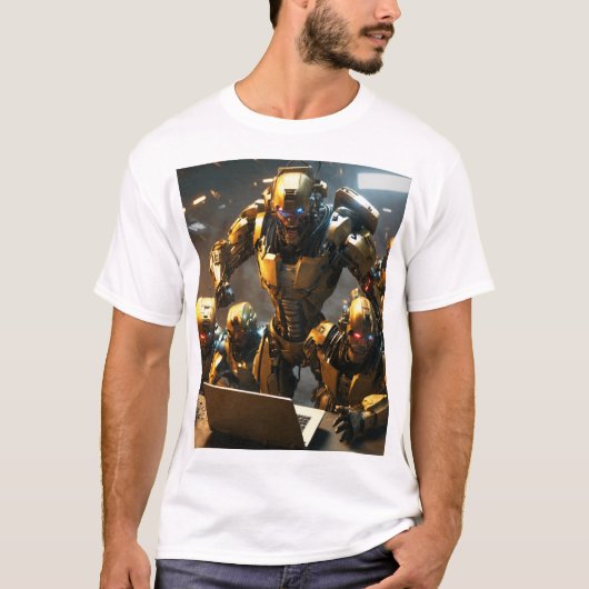 Avengers vs. Cyborgs - Futuristic City Battle T-Sh T-Shirt (Vorderseite)