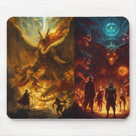 Avengers vs. Dragons T - Shirt - Mystische Schlach Mousepad (Vorne)