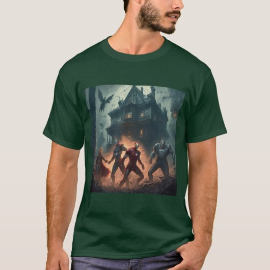 Avengers vs. Ghosts: Kampf im Spuk Herrenhaus T-Shirt (Vorderseite)
