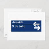 Avenida 9 de Julio, Buenos Aires Street Sign Postkarte (Vorne/Hinten)