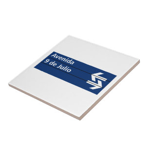 Avenida 9 de Julio, Buenos- AiresStraßenschild Fliese