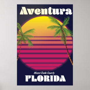 Aventura Florida USA 80er Reiseplakat Poster