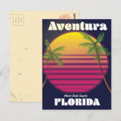 Aventura Florida USA 80er Reiseplakat Postkarte (Vorne/Hinten)