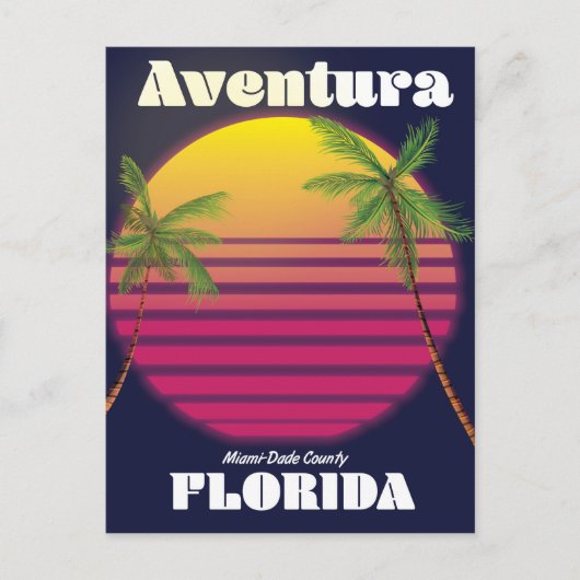 Aventura Florida USA 80er Reiseplakat Postkarte (Vorderseite)