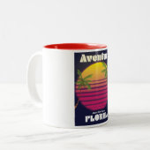 Aventura Florida USA 80er Reiseplakat Zweifarbige Tasse (Vorderseite Links)