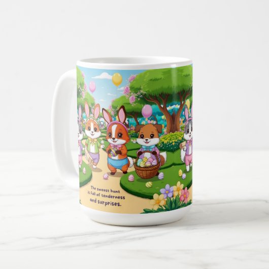 Aventura Kawaii de Pascua – Animalitos Exploradore Kaffeetasse (Vorderseite Links)