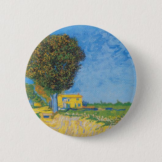 Avenue at Arles with Houses by Vincent van Gogh Button (Vorderseite)
