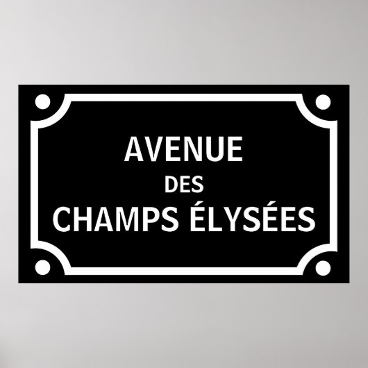 Avenue des Champs Elysees, Paris Street Sign Poster (Vorne)