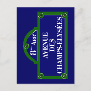 Avenue des Champs-Elysees, Paris Street Sign Postkarte