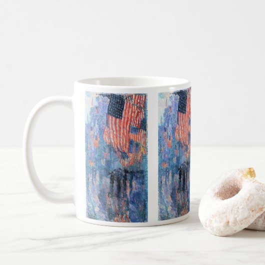 Avenue in Rain von Frederick Childe Hassam Kaffeetasse (Mit Donut)
