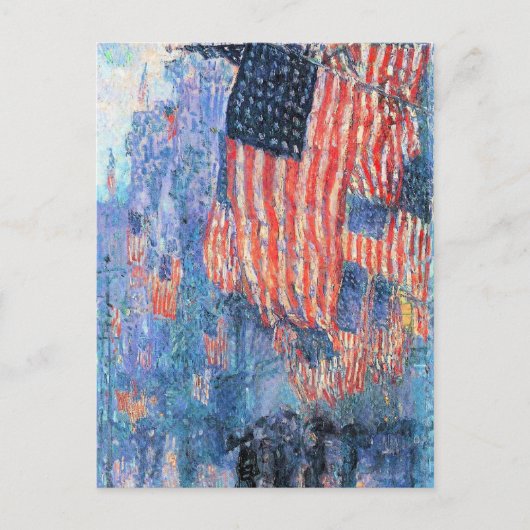 Avenue in Rain von Frederick Childe Hassam Postkarte (Vorderseite)