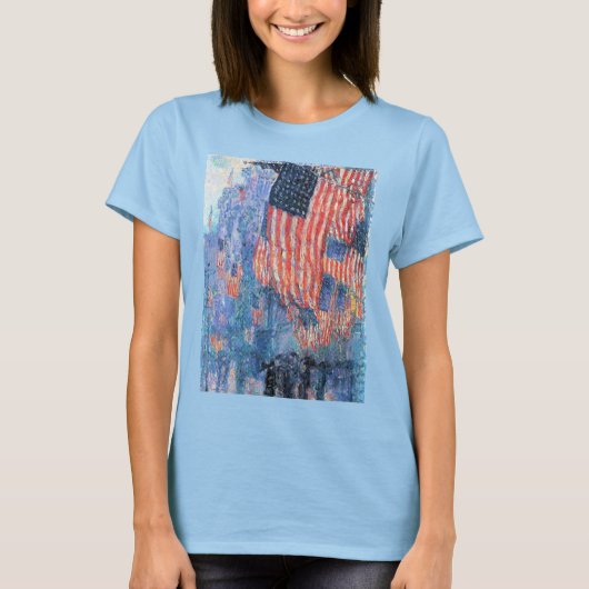 Avenue in Rain von Frederick Childe Hassam T-Shirt (Vorderseite)