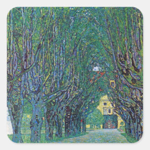 Avenue in Schloss Kammer Park bei Gustav Klimt Quadratischer Aufkleber