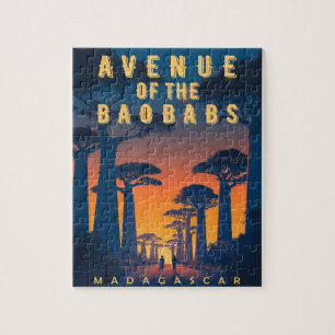 Avenue of the Baobabs Madagascar - Retro African Puzzle