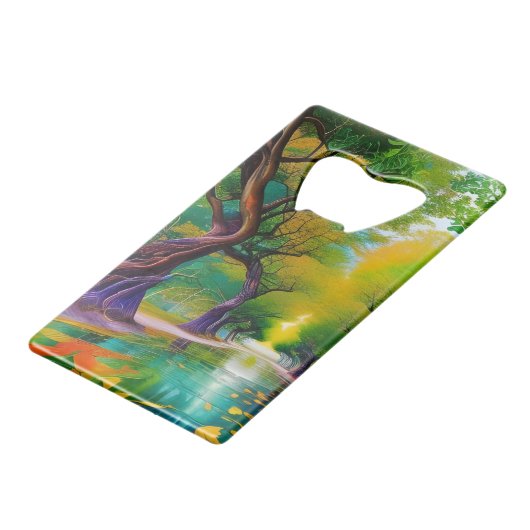Avenue of Trees Herbstblätter Geldbeutel Flaschenöffner (Rückseite Schrägansicht)