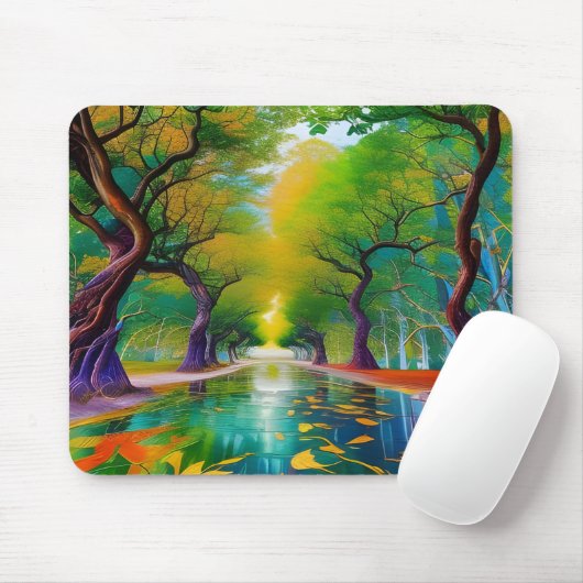 Avenue of Trees Herbstblätter Mousepad (Mit Mouse)