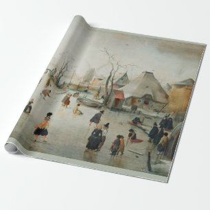 AVERCAMP "ICE SKATEN IN A VILLALAY" GIFT WRAP GESCHENKPAPIER
