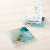 Aversion - Blue Watercolor Glasuntersetzer (Schrägansicht)