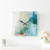 Aversion - Blue Watercolor Quadratische Wanduhr (Zuhause)