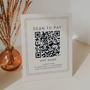 AVERY Chic Gold Black Cream Business Scan To Pay Sockelschild