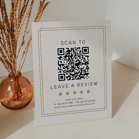 AVERY Chic Gold Black Cream QR-Code Hinterlasse ei Sockelschild