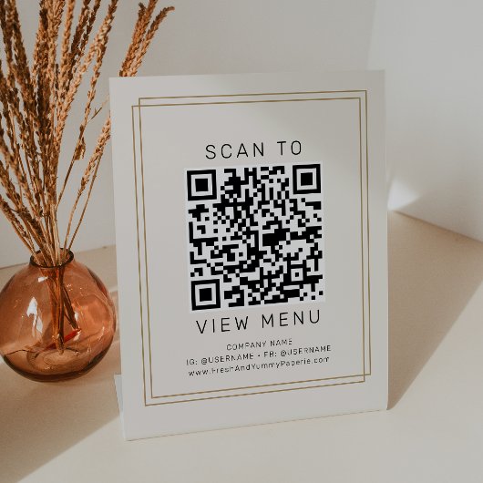 AVERY Chic Gold und Black Restaurant-Menü-QR-Code Sockelschild