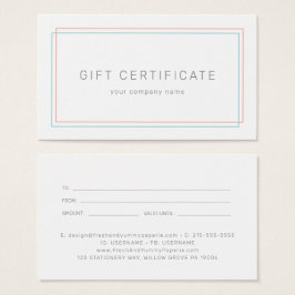AVERY Coral and Teal Business Gift Certificate