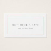 AVERY Coral and Teal Business Gift Certificate (Vorderseite)