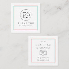 AVERY Coral and Teal Simple Logo Share Thank You Quadratische Visitenkarte