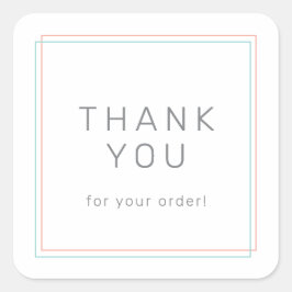 AVERY Coral and Teal Simple Thank You For Order Quadratischer Aufkleber