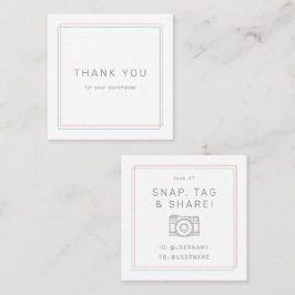 AVERY Coral and Teal Snap Tag Share Thank You