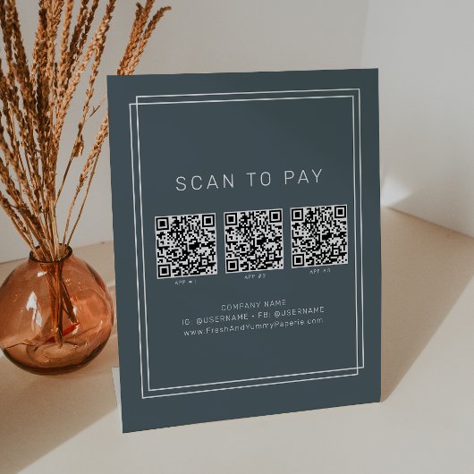 AVERY Dunkelblaue Geschäft QR-Code-Scan zum Bezahl Sockelschild