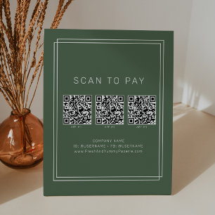 AVERY Dunkelgrüner Boho-Geschäfts-QR-Code-Scan zum Sockelschild